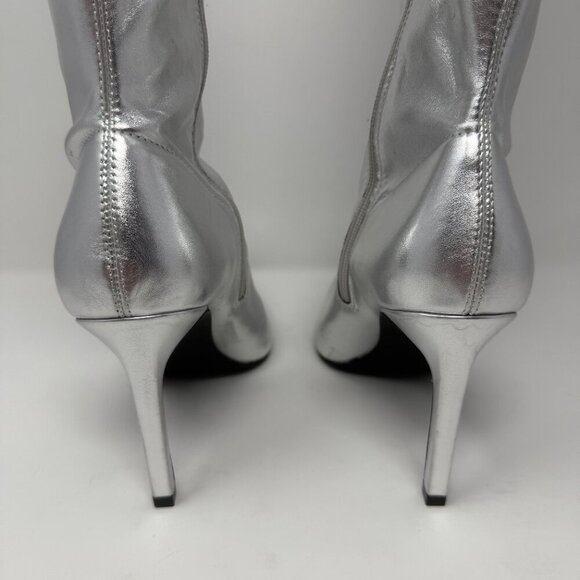 Open Edit Viv Pointy Toe Knee High Heeled Boot Women's 7 Silver Going Out NWOB - Picture 8 of 14